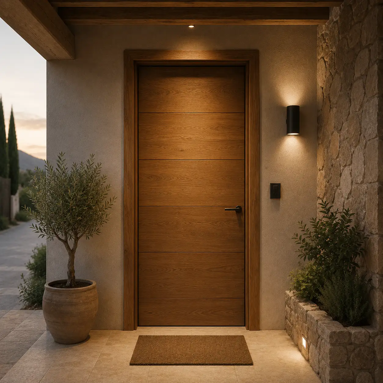 Aurum Puertas puerta exterior madera maciza · Diseño catálogo Madrid