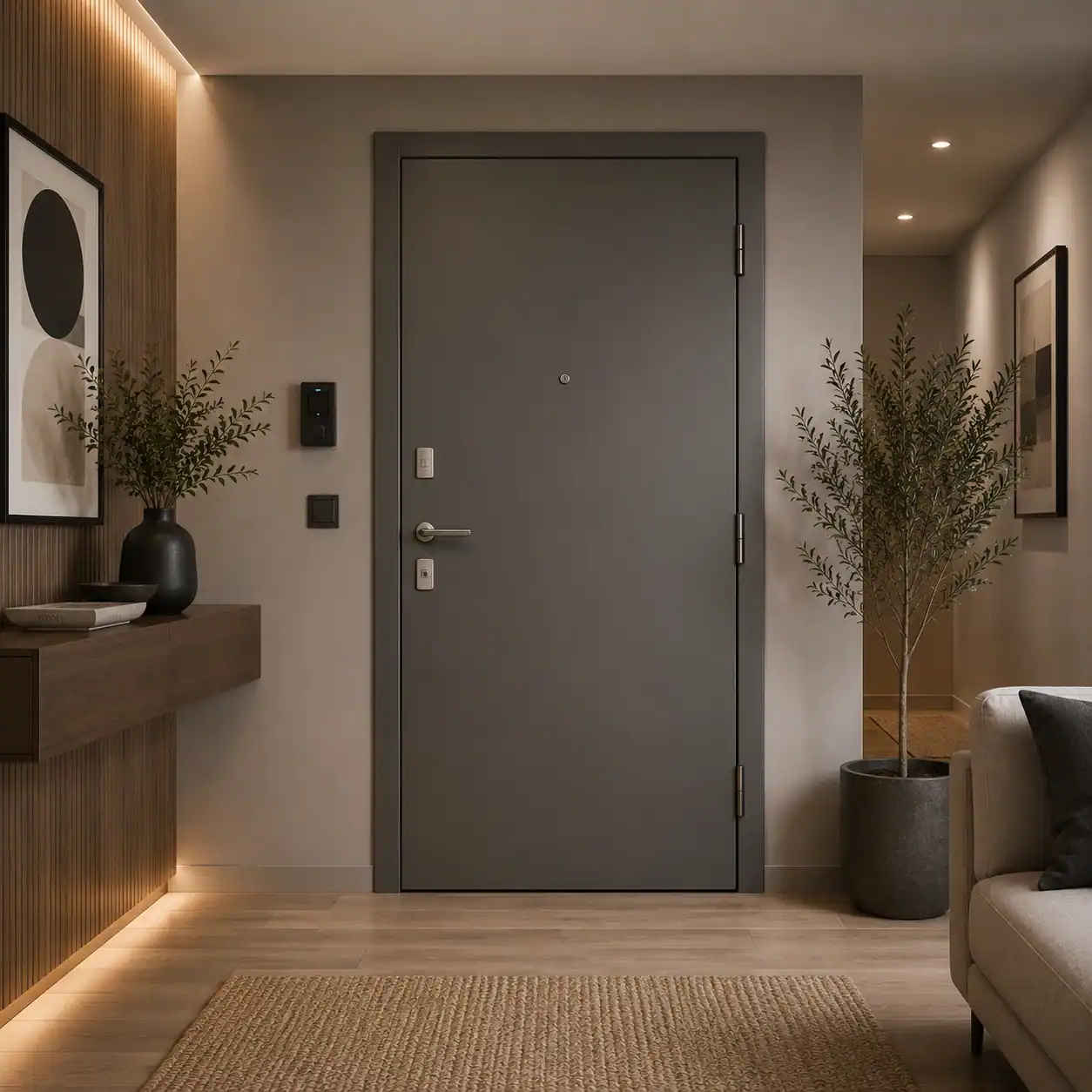 Aurum Puertas puerta acorazada desde dentro gris · Diseño Liso