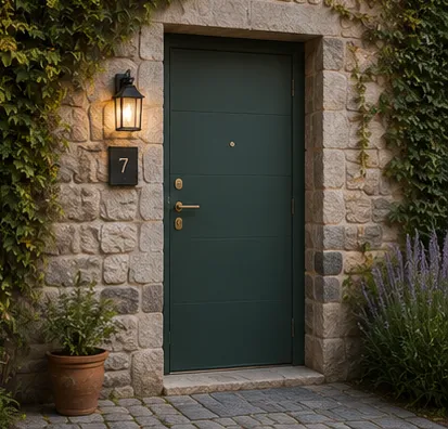 Aurum Puertas puerta acorazada villa rústica · Diseño catálogo Atenas
