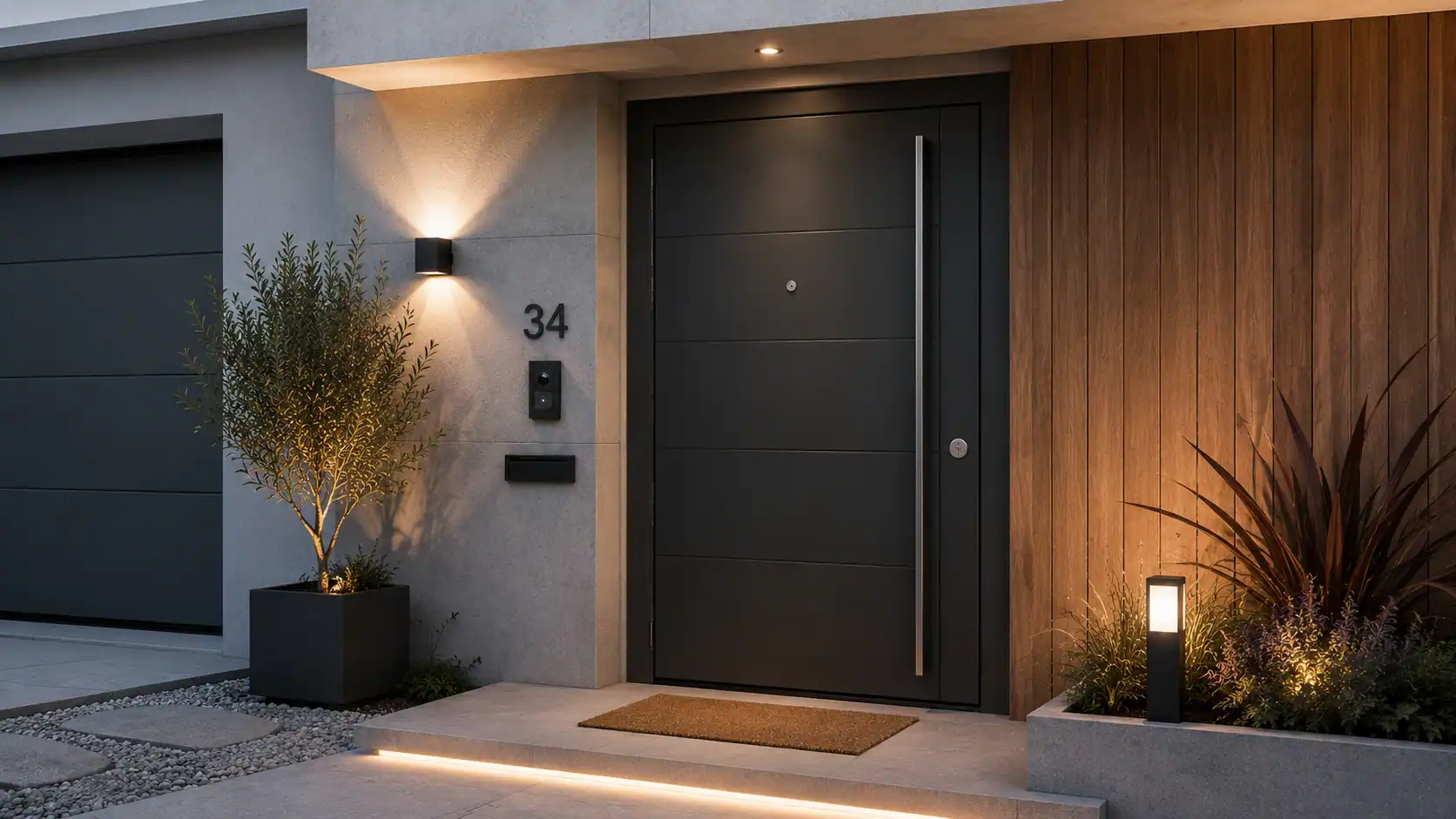 Aurum puertas puerta acorazada vista exterior gris oscuro
