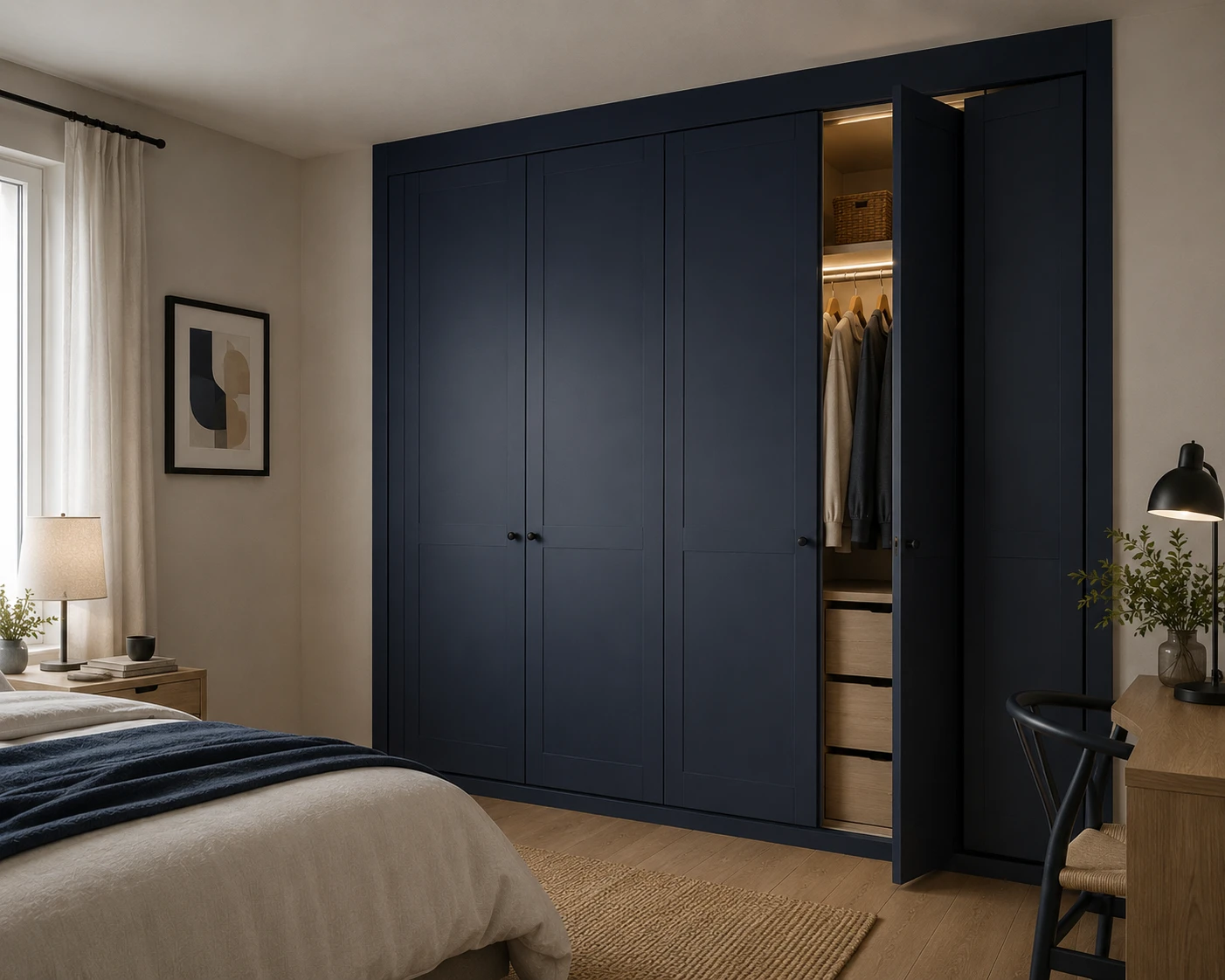 Aurum Puertas puerta armario abatible azul marino · Diseño catálogo Moldurada 2C