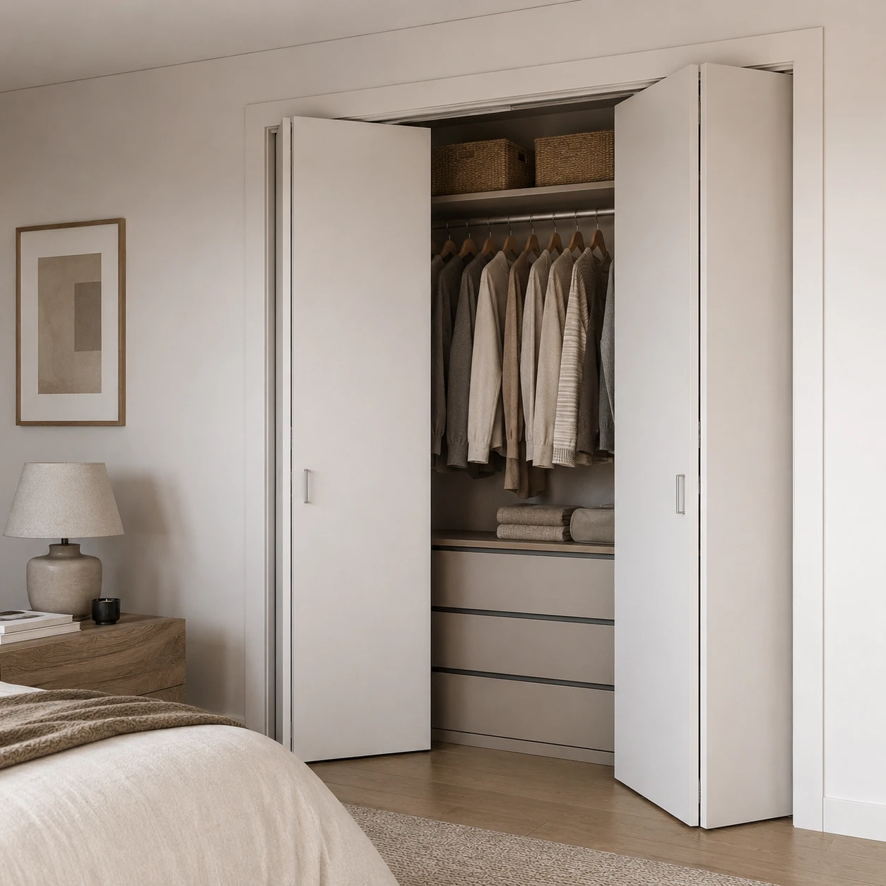 Aurum Puertas puerta armario plegable blanco roto · Diseño Liso