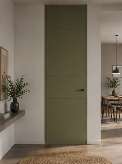 Aurum Puertas puerta de suelo a techo salón verde · Diseño catálogo Madrid