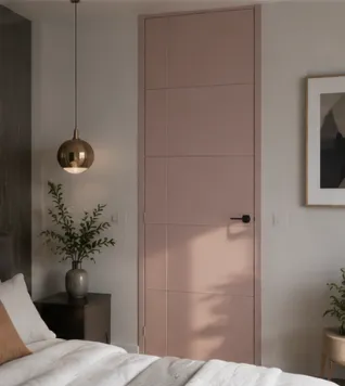 Aurum Puertas puerta de suelo a techo dormitorio rosa pastel · Diseño catálogo Atenas