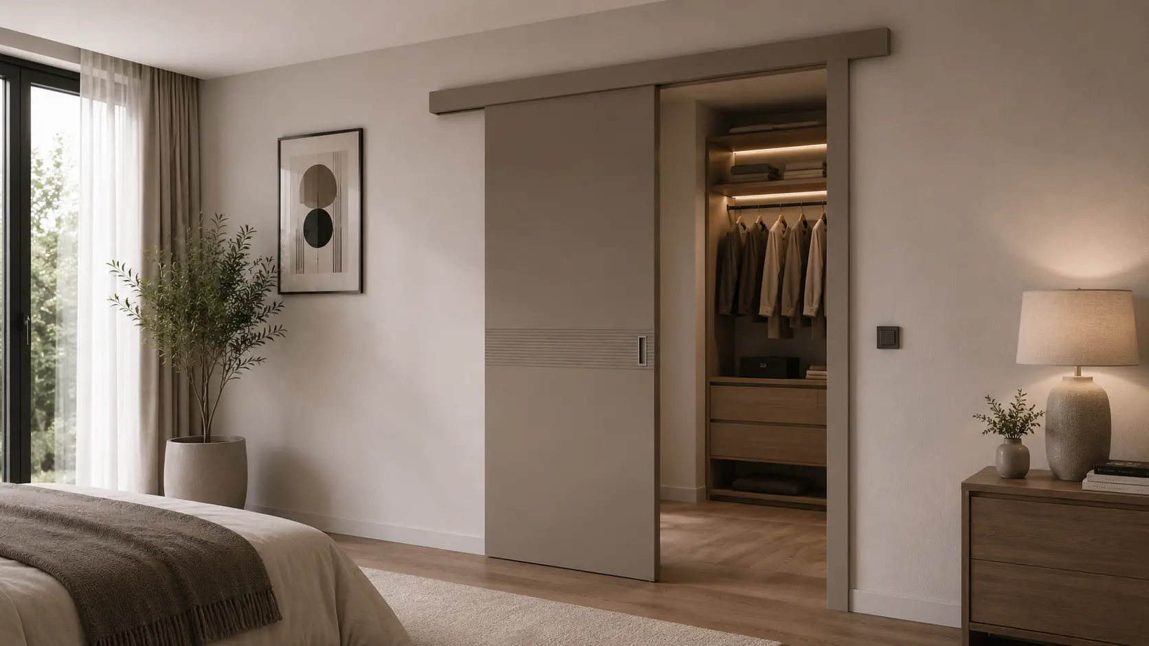 Aurum Puertas puerta corredera paso dormitorio vestidor · Diseño catálogo Florencia