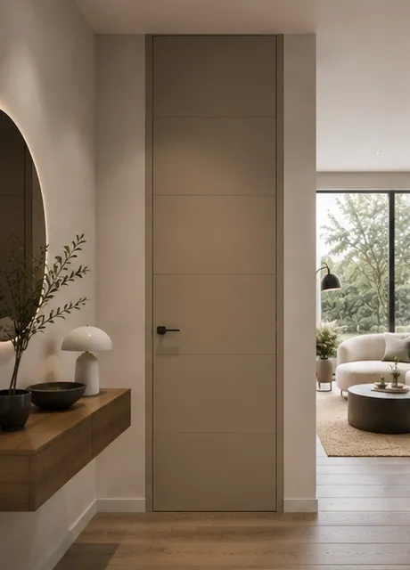 Aurum Puertas puerta de suelo a techo entrada beige · Diseño catálogo Madrid