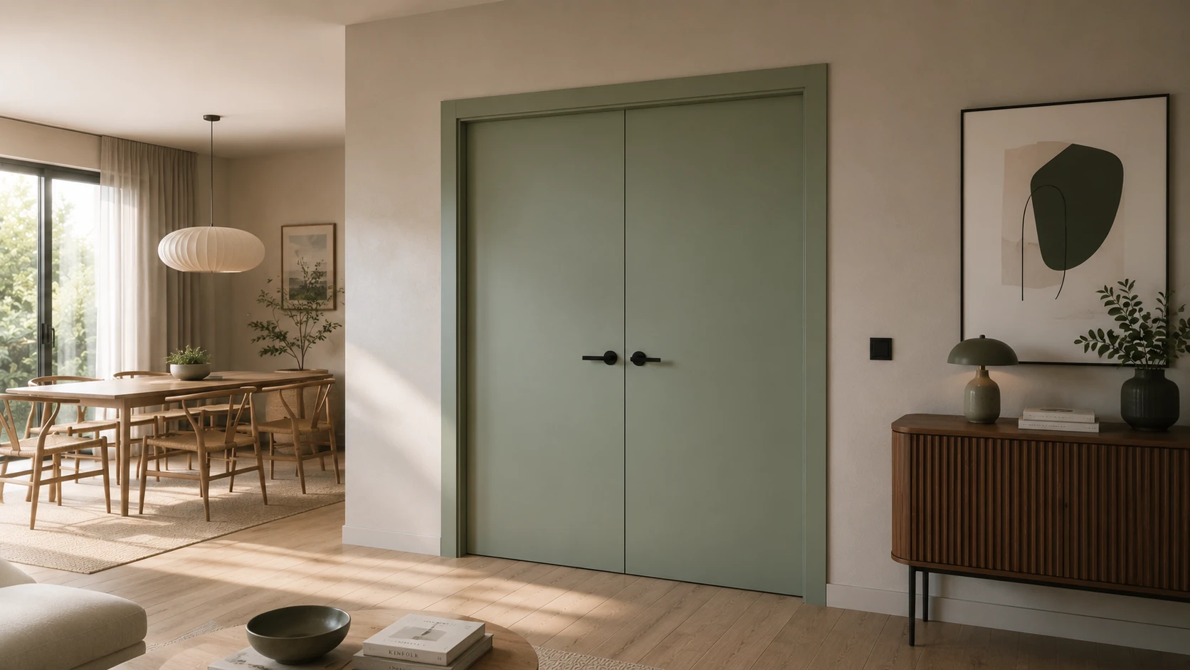 Aurum Puertas puerta doble entrada salon color verde · Diseño Liso