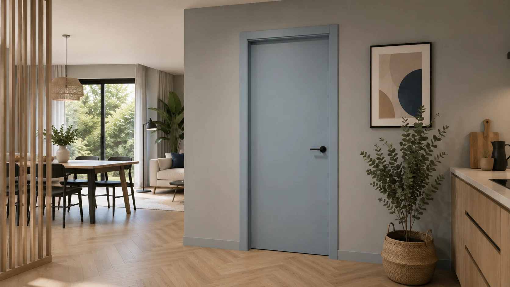 Aurum Puertas puerta interior abatible azul pastel · Diseño Liso