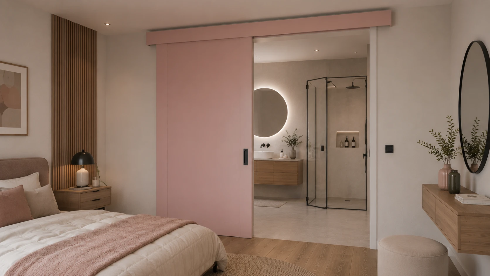 Aurum Puertas puerta suelo a techo rosa pastel · Diseño Liso