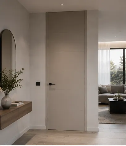 Aurum Puertas puerta de suelo a techo beige · Diseño catálogo Madrid