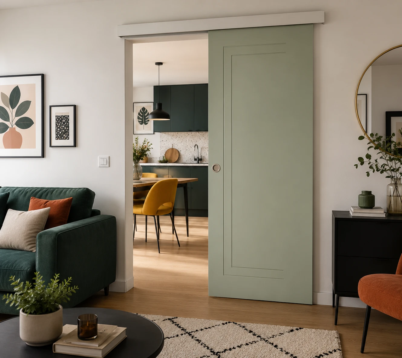 Aurum Puertas puerta corredera verde · Diseño catálogo Oslo
