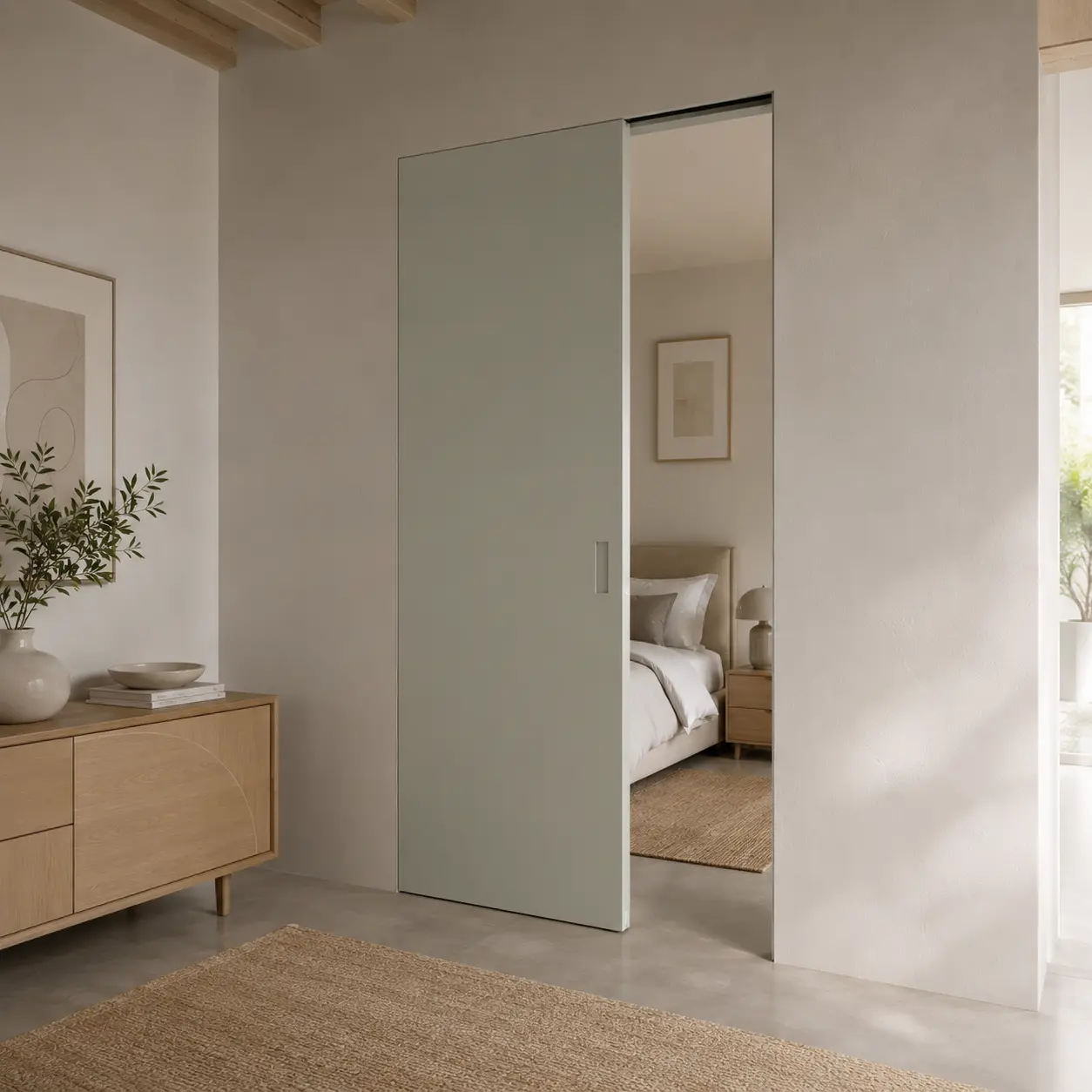 Aurum Puertas puerta corredera verde · Diseño Liso