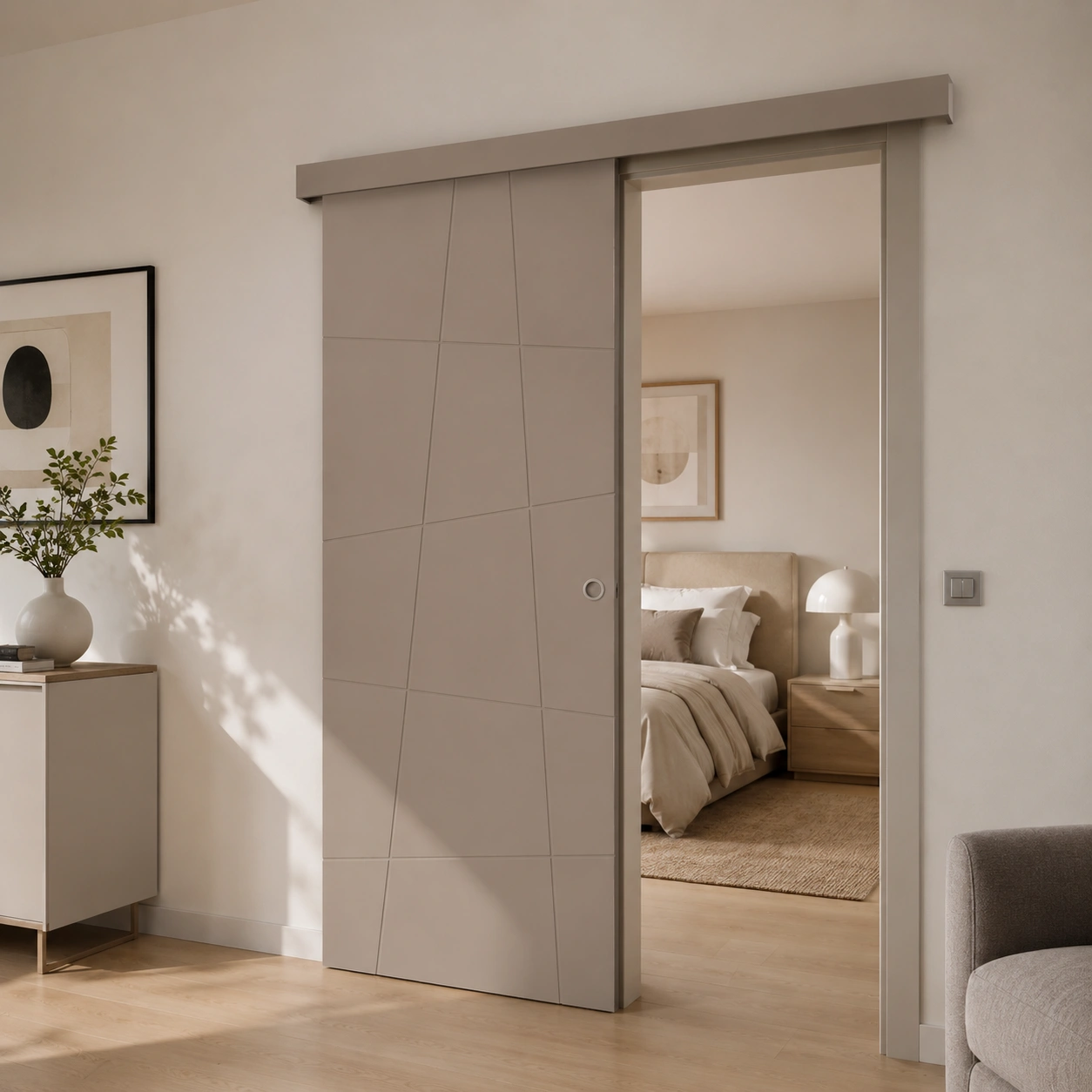 Aurum Puertas puerta corredera beige · Diseño catálogo Barcelona