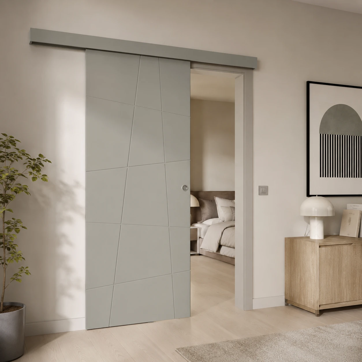 Aurum Puertas puerta corredera verde · Diseño catálogo Barcelona