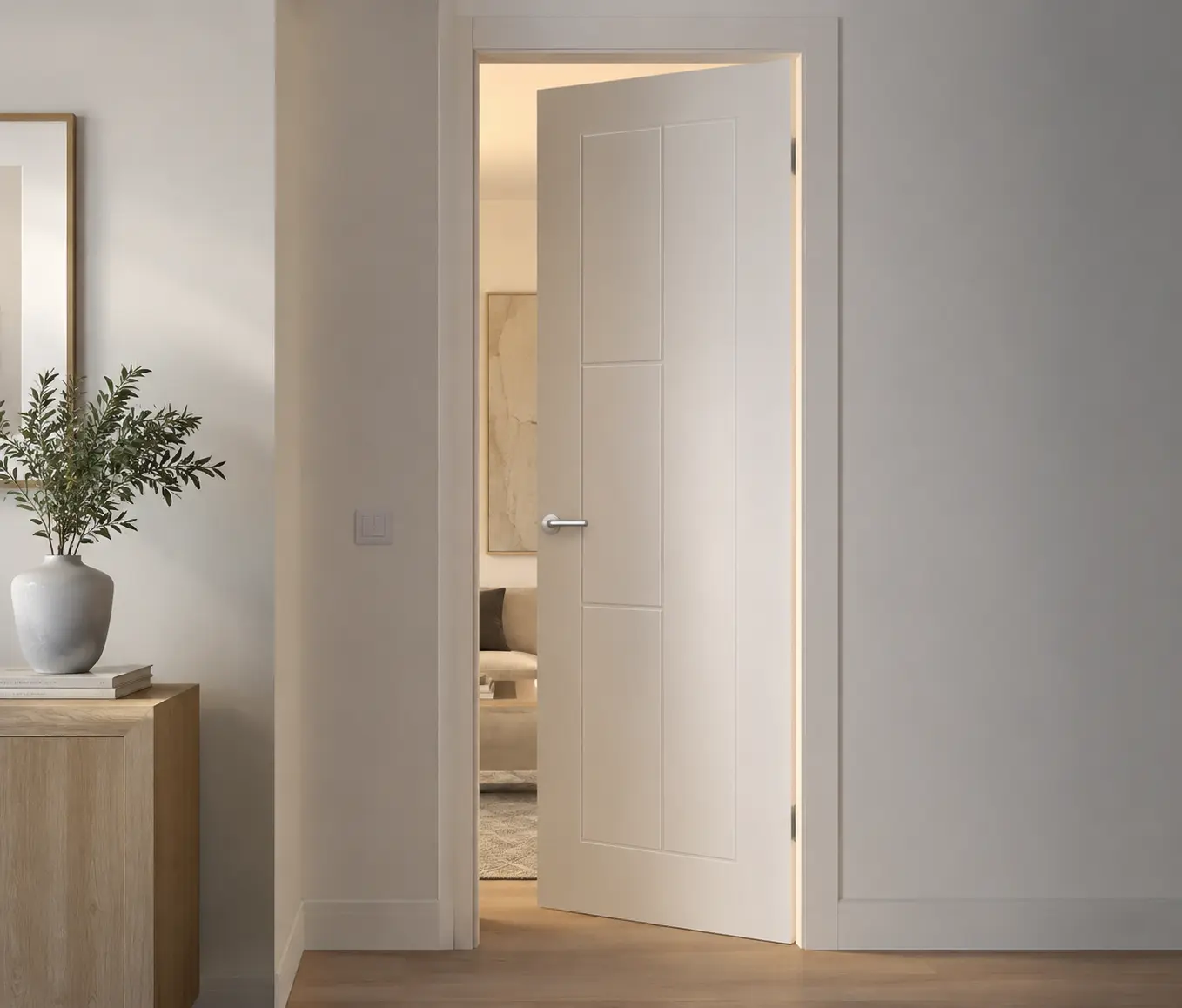 Aurum Puertas puerta lacada abatible blanco · Diseño catálogo Budapest